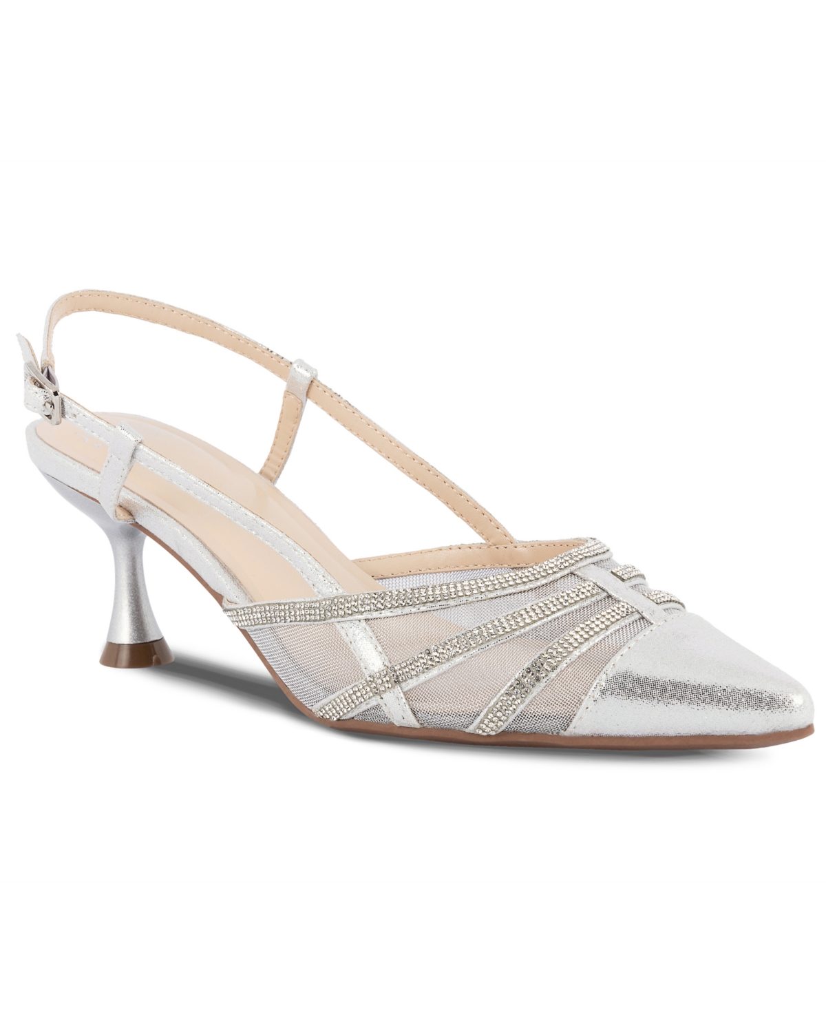 Jones New York Women's Lindala Kitten Heel Slingback Evening Pumps In Silver