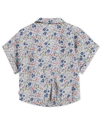 Big Girls Floral Twist Button Up Top