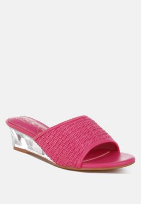 Womens Osminda Raffia Clear Heel Wedge Sandals