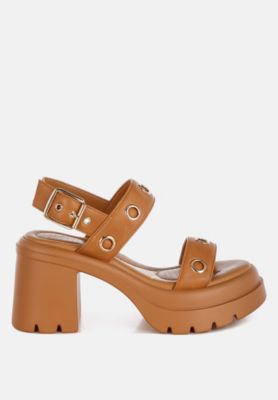 Womens Urla Eyelet Detail Platform Heel Sandals