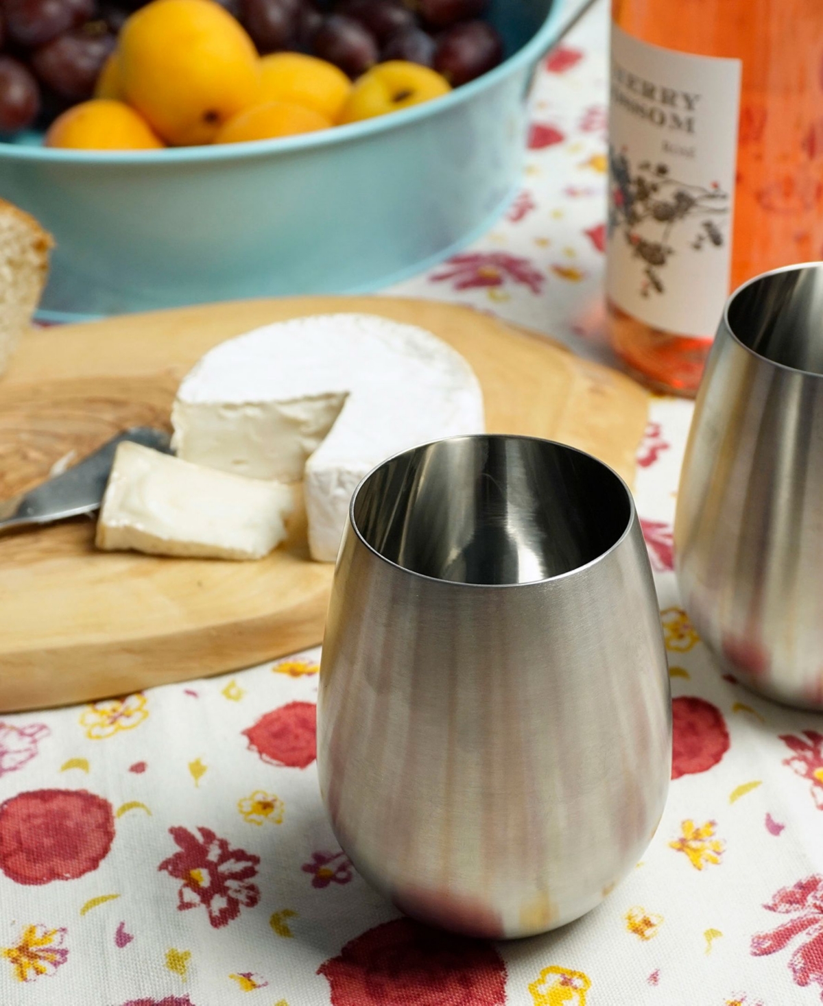Rsvp International Stemless Stainless Steel Wine Glasses, Set of 2