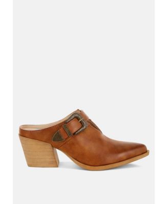 Holler Carved Buckle Statement Mules