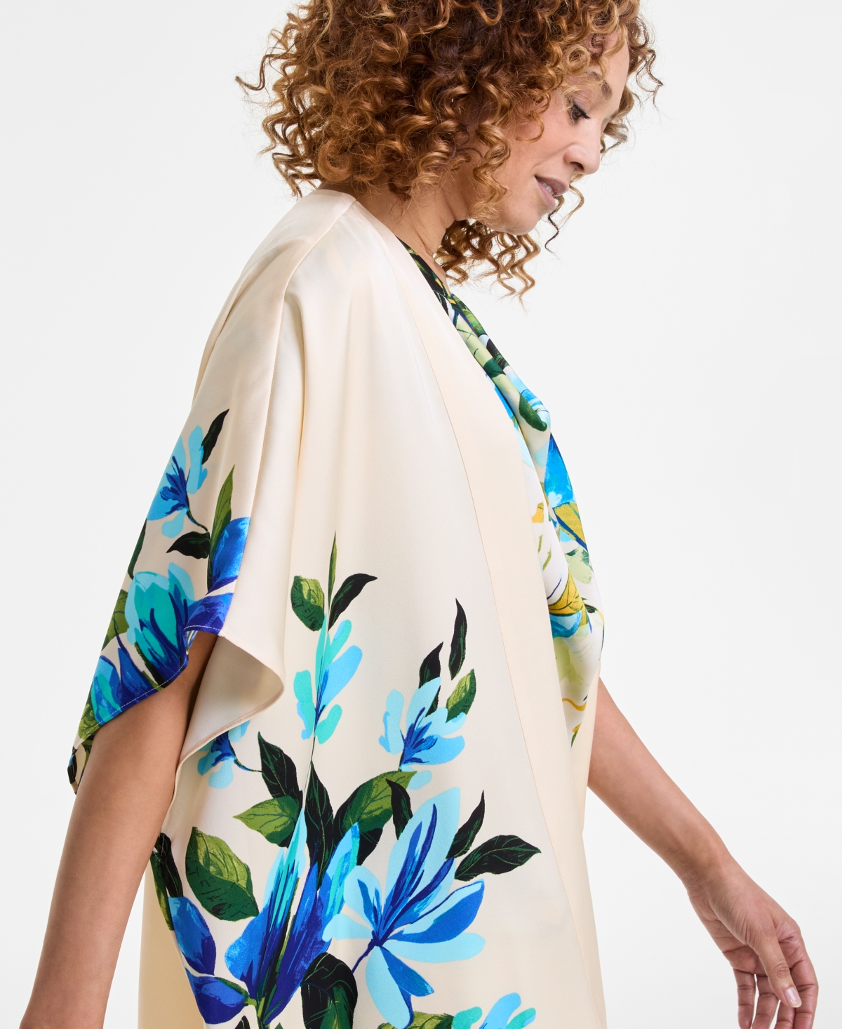 JM COLLECTION WOMEN'S PRINTED SATIN OPEN-FRONT KIMONO TOP, EXCLUSIVELY AT MACY'S 