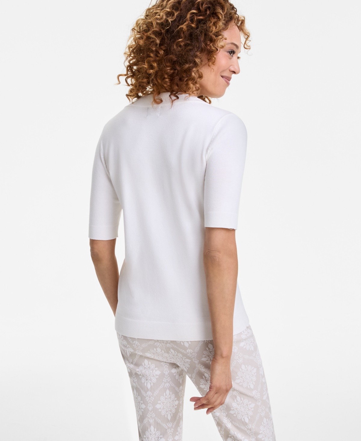 Shop Jm Collection Petite Embellished V-neck Sweater, Exclusivley At Macy's In Neo Natural