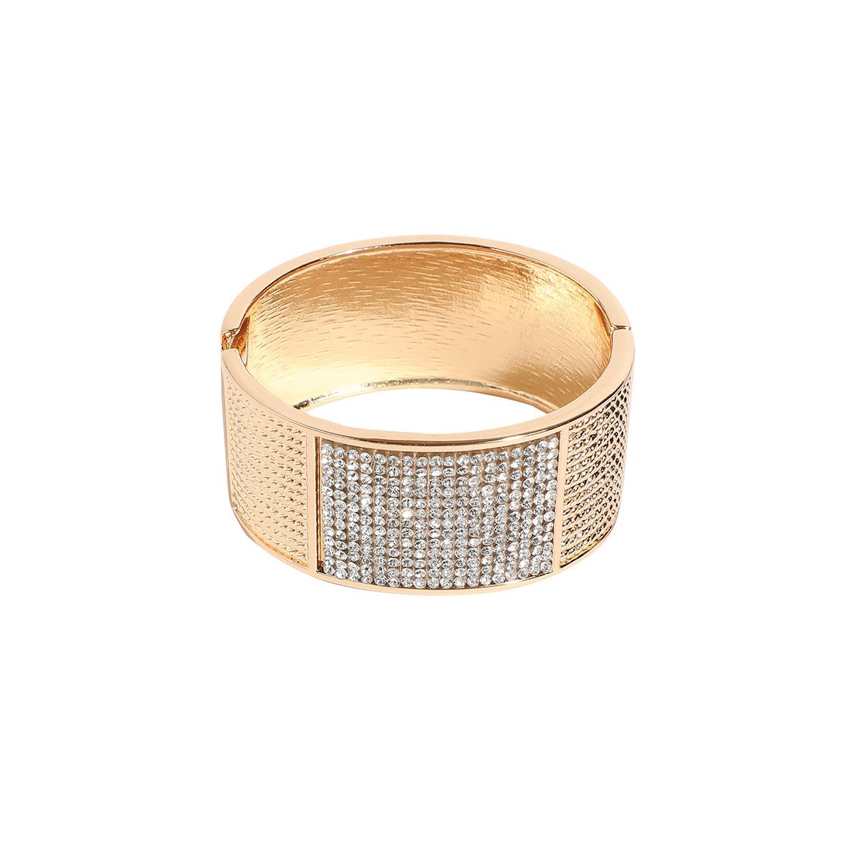 Sohi Embellished Cluster Cuff Bracelet In Silver