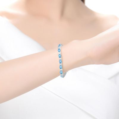 Sterling Silver with Colored Cubic Zirconia Tennis Bracelet in White Gold Plated, 14K Gold Plated, or 18K Rose Gold Plated