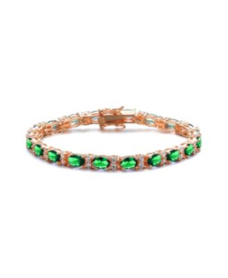Sterling Silver with Colored Cubic Zirconia Tennis Bracelet in White Gold Plated, 14K Gold Plated, or 18K Rose Gold Plated