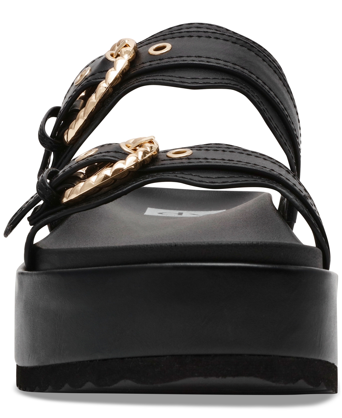 Dv Dolce Vita Women's Serpent Double Band Footbed Sandals In Black Smooth