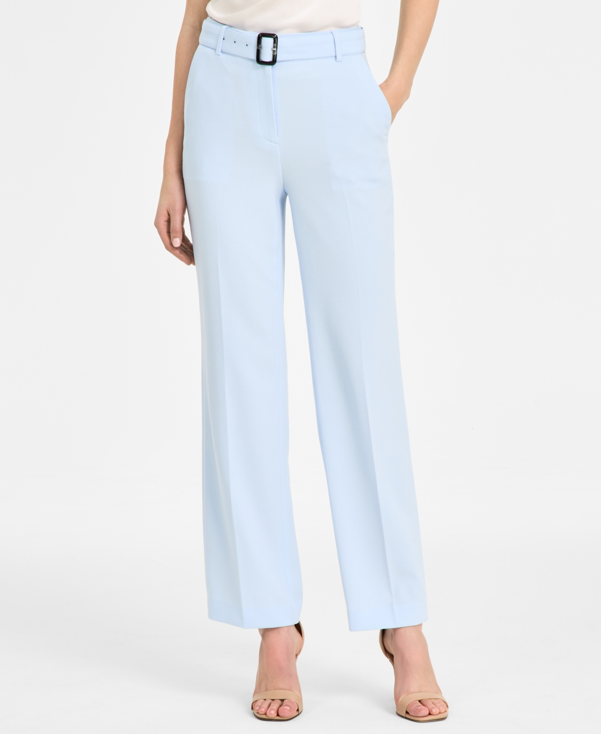 Bar Iii Women's High Rise Belted Wide Leg Pants, Exclusively At Macy's In Chateau Blue