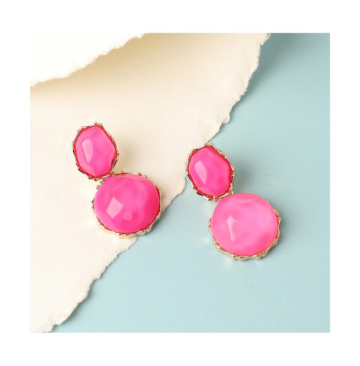 Sohi Pebbly Drop Earrings In Pink