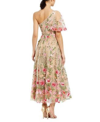 Women's One Shoulder Lace Embroidered Dress