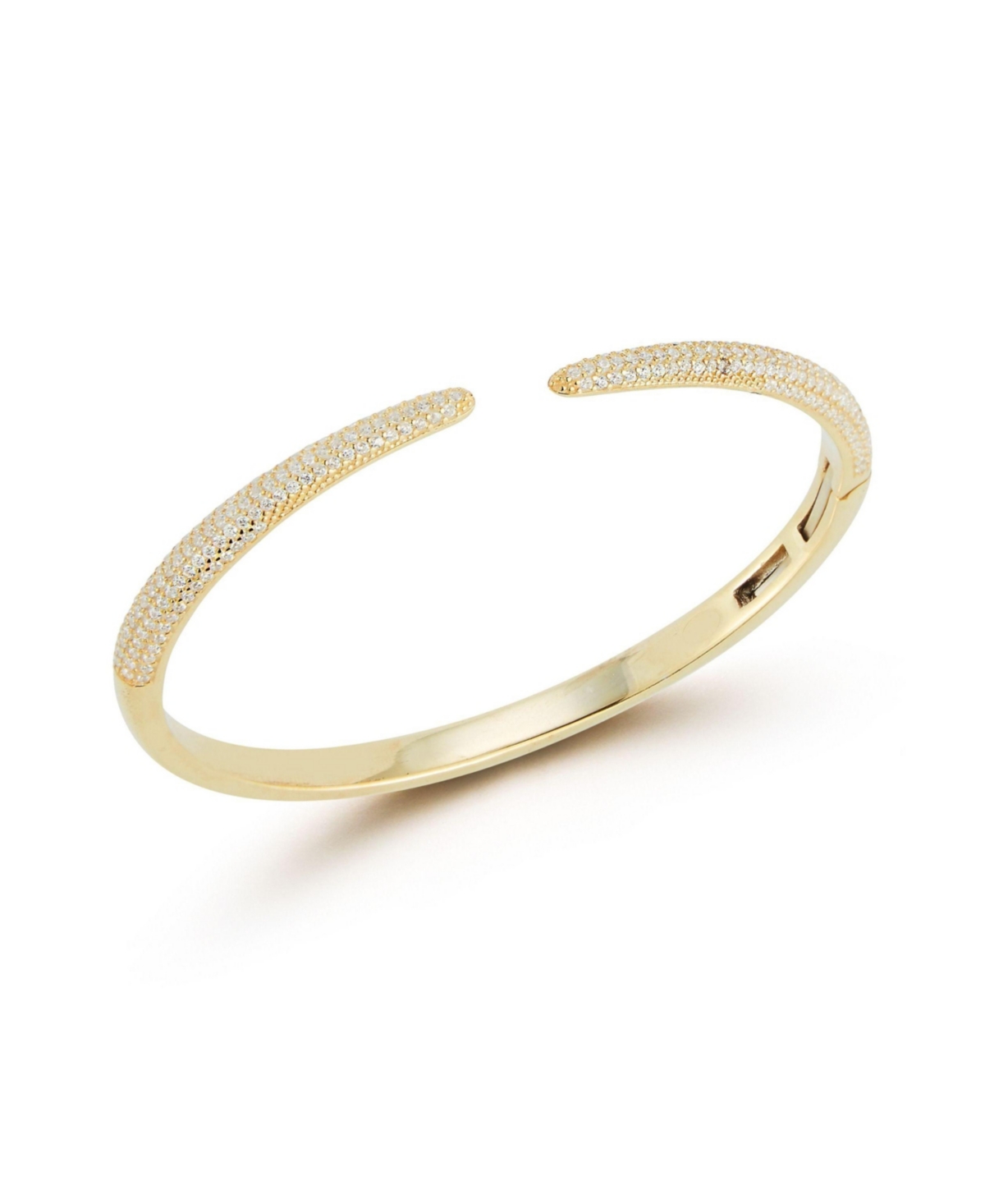 Sterling Silver Pave Claw Cuff Bangle Bracelet - Silver