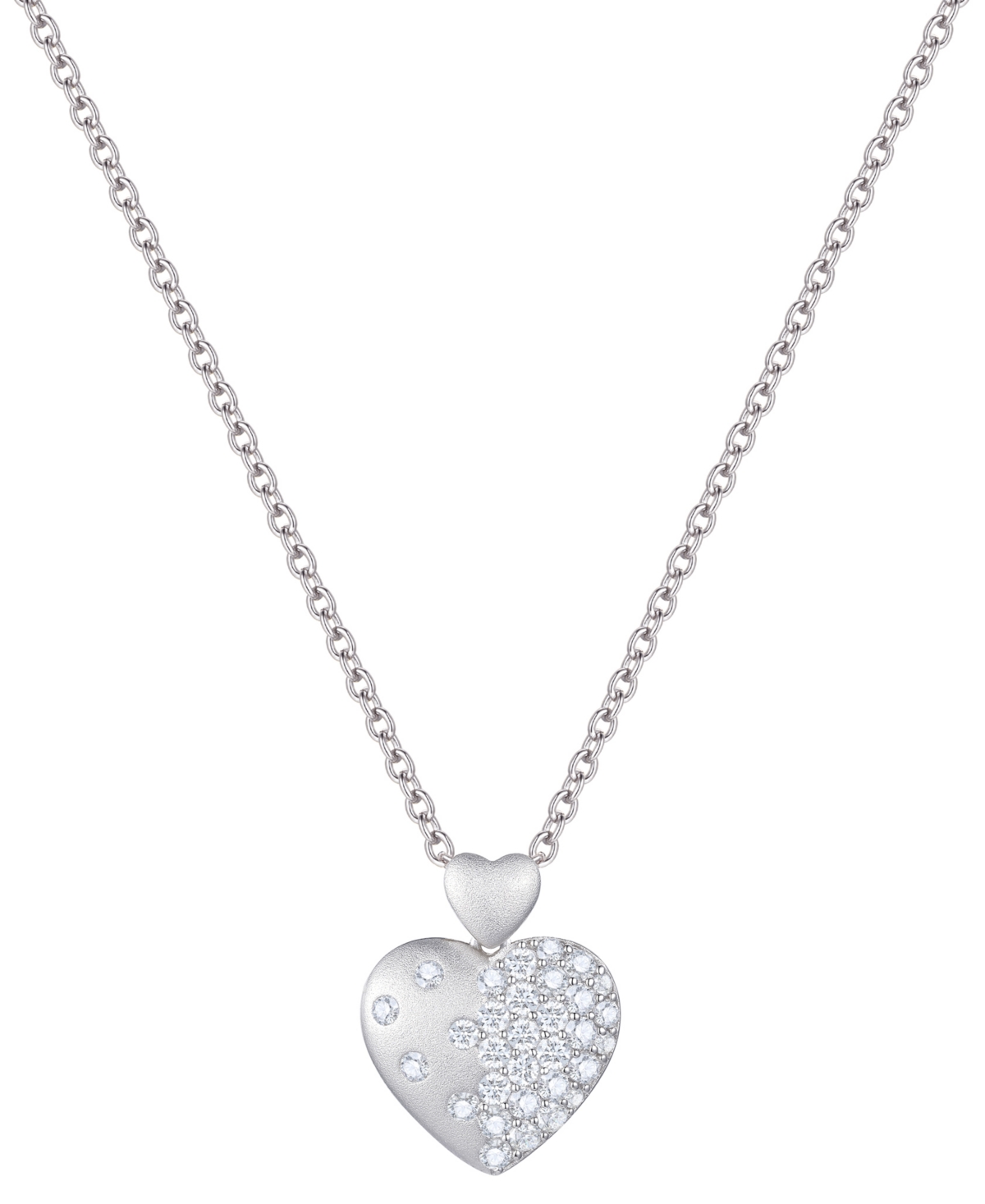 Macy's Diamond Scatter Pave Cluster Double Heart 18" Pendant Necklace (1/2 Ct. T.w.) In Sterling Silver Or