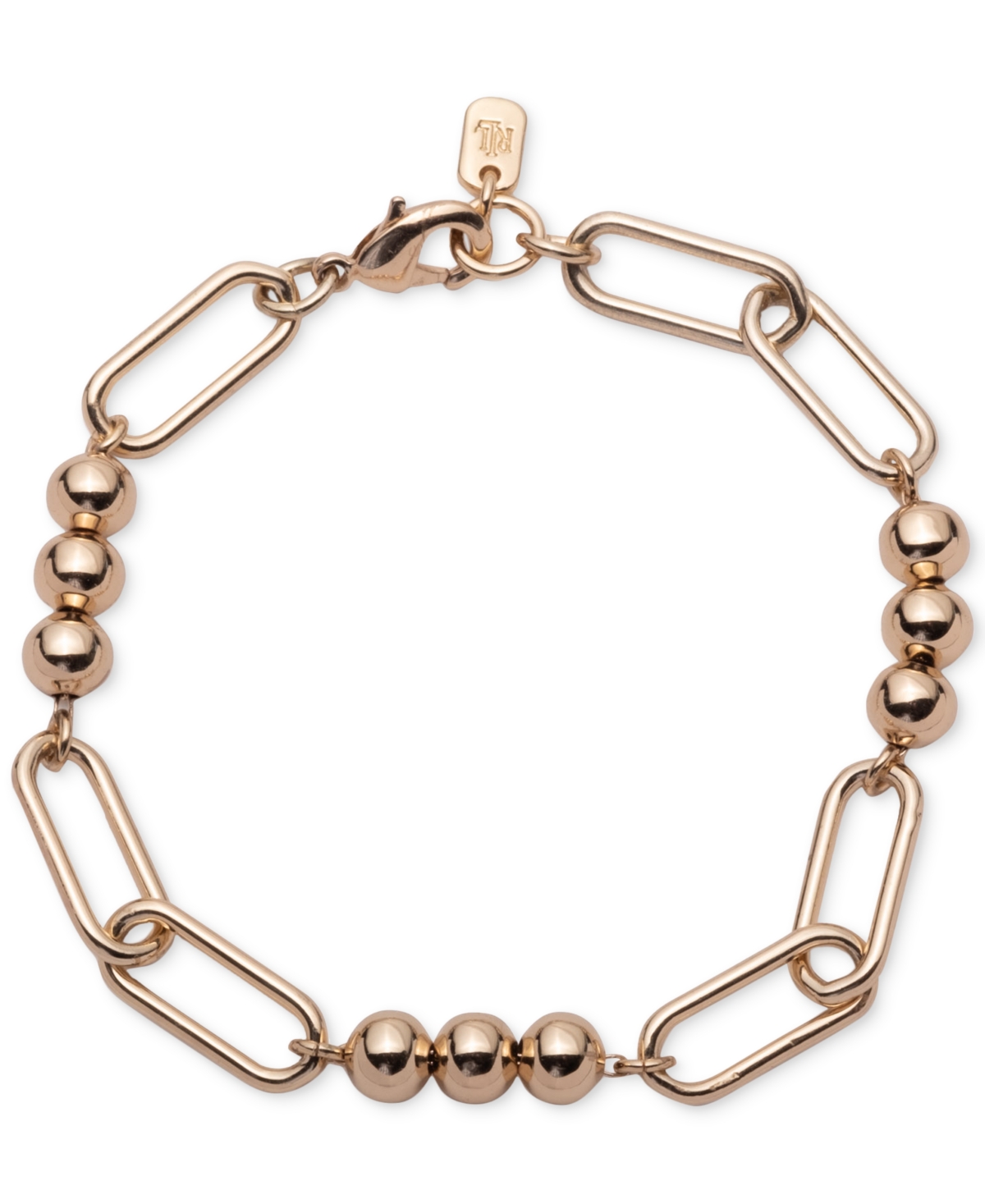 Ralph Lauren Beaded Link Flex Bracelet In Gold