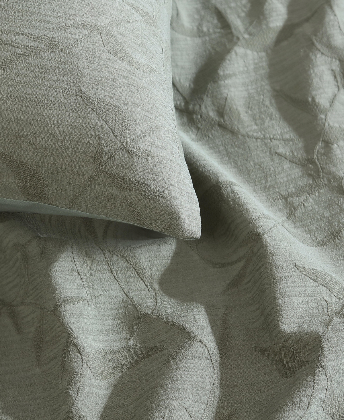 Calvin Klein Branching Leaves Cotton Jacquard 3-pc. Comforter Set, King In Moss