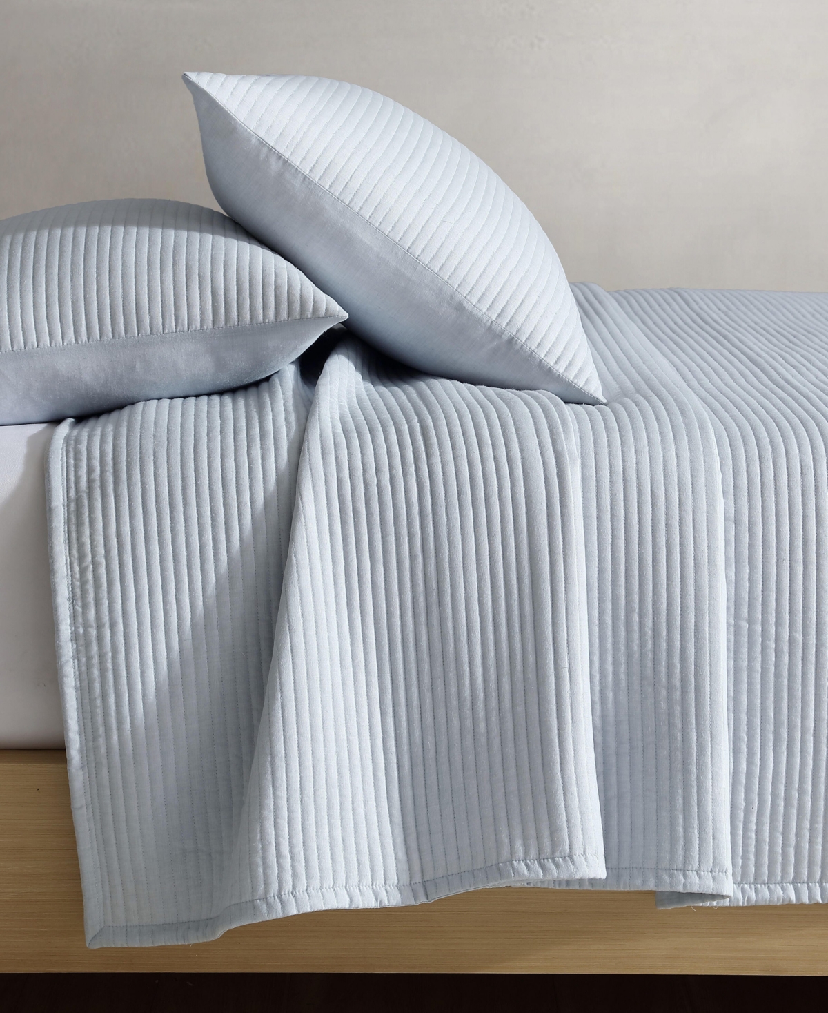 Calvin Klein Mini Channel Stitch Solid 3-pc. Quilt Set, King In Dawn Blue