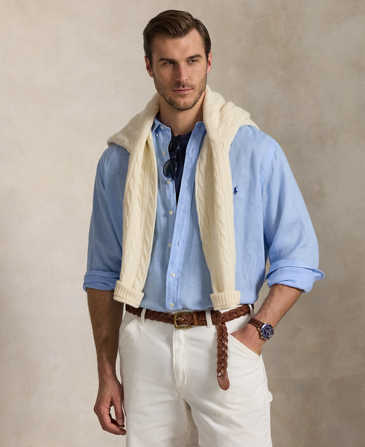 Polo Ralph Lauren Men's Big & Tall Linen Shirt In Blue