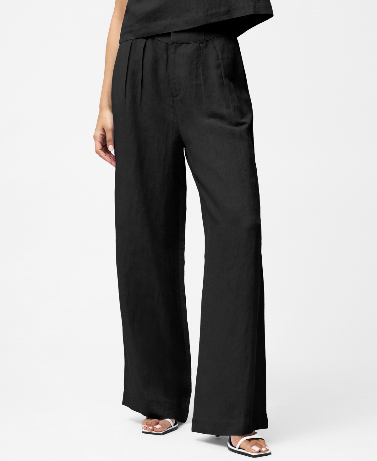 Women's Birdie Front-Pleat Wide-Leg Pants - Black