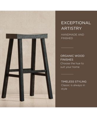 Vincent Wooden Rustic Aesthetic Kitchen Bar Stool, Set of 3