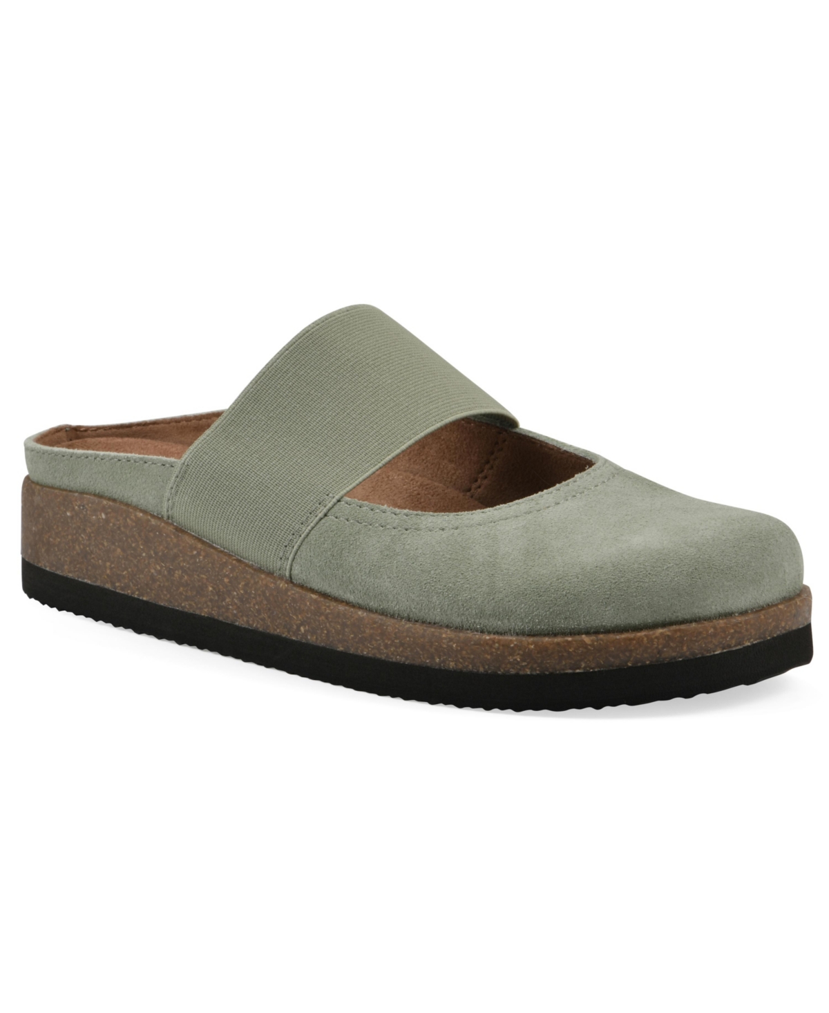 White Mountain Women's Bassi Round Toe Mules In Sage Green Suede