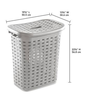 Plastic Weave Laundry Hamper Slim Clothes Lidded Basket, Gray, 4-Pack