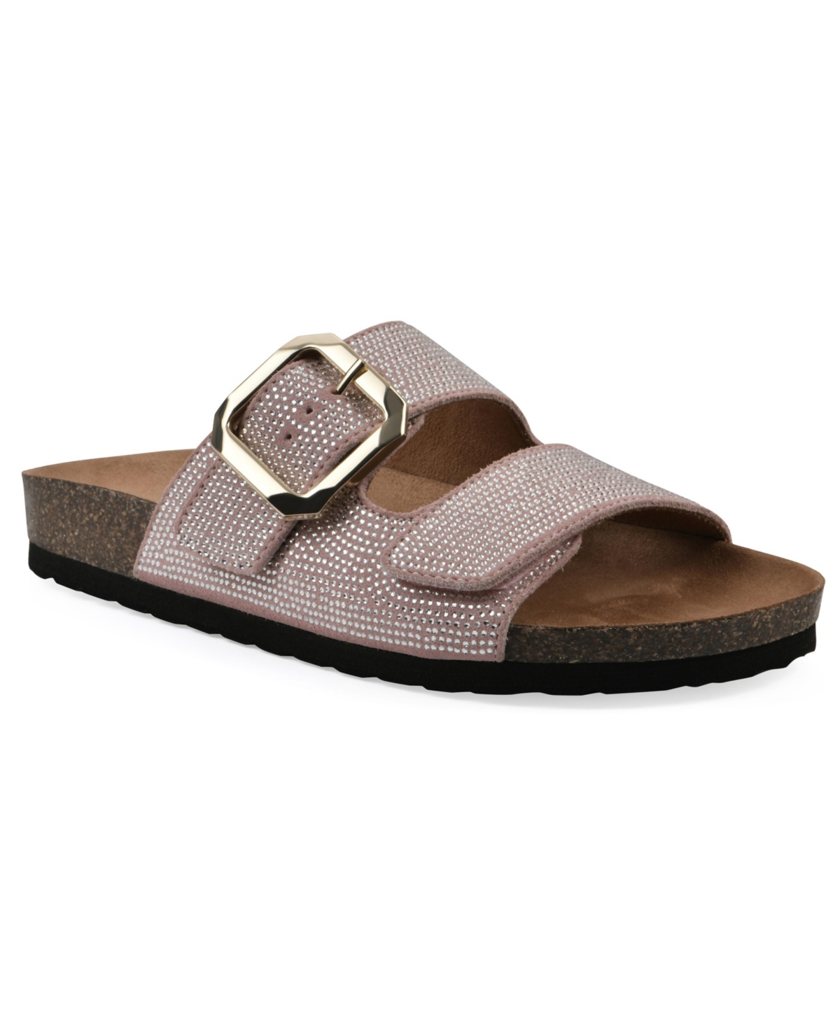 White Mountain Women's Granitas Round Toe Flat Sandals In Blush Pink Suede