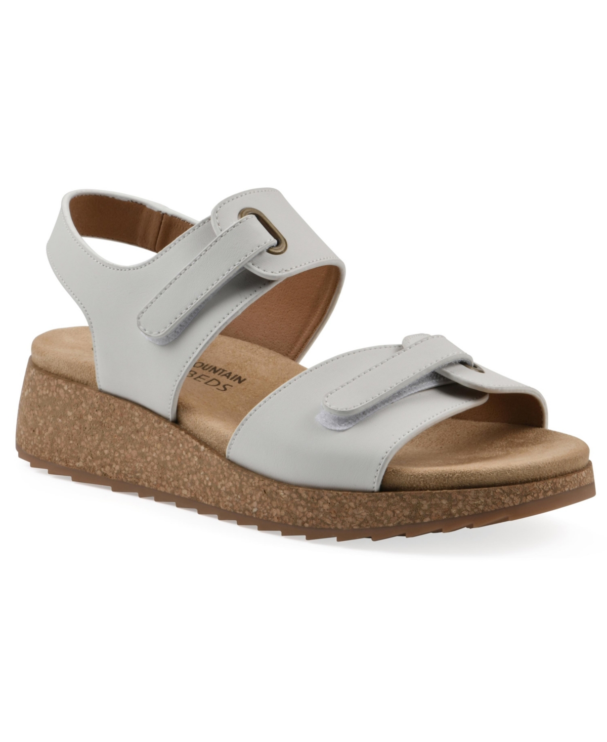 White Mountain Women's Gelato Round Toe Wedge Sandals In White Leather