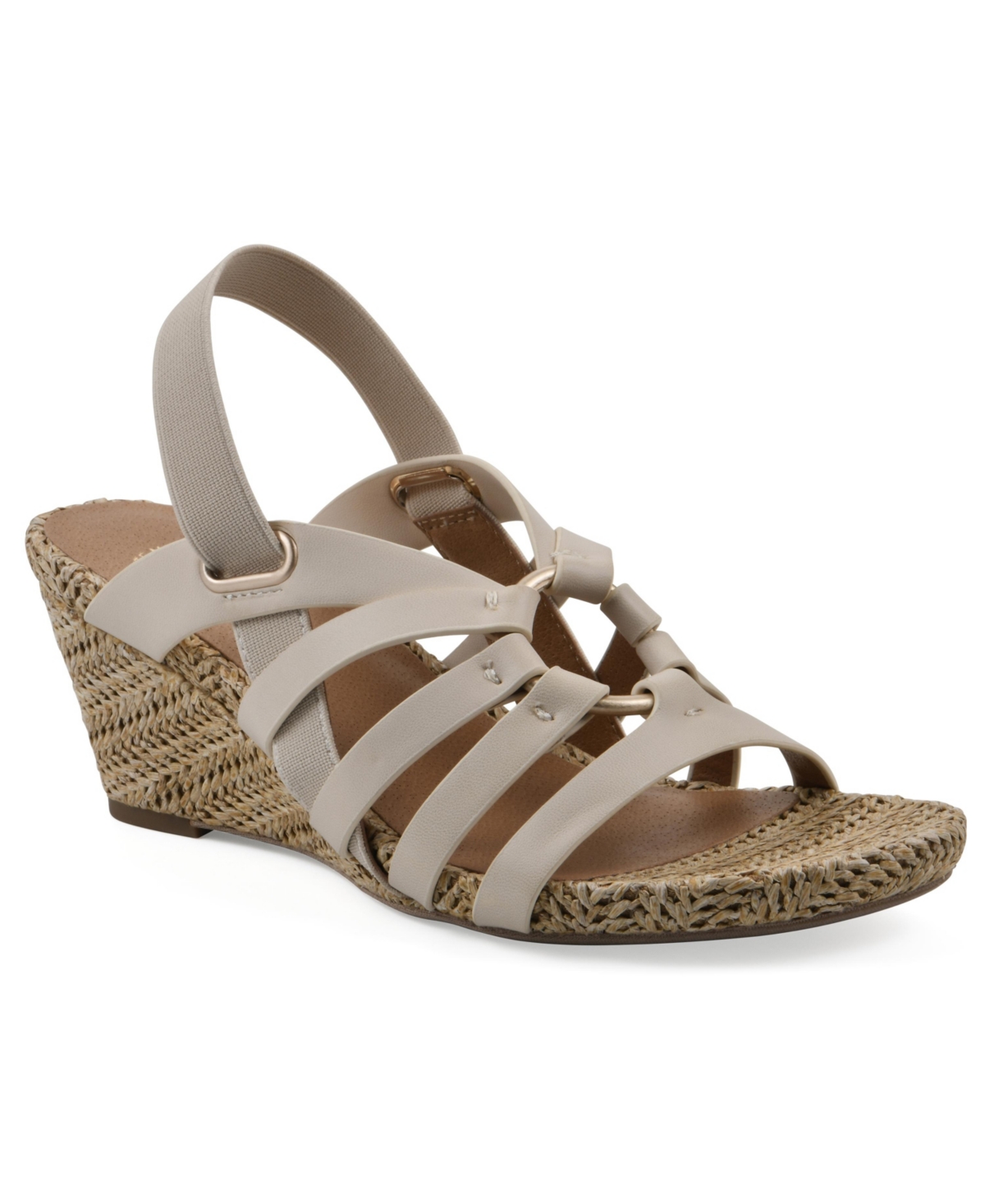 White Mountain Women's Ataps Round Toe Wedge Sandals In Eggshell Smooth