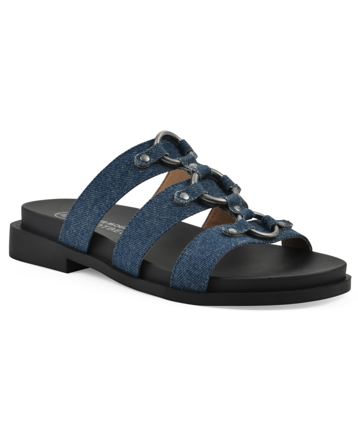 White Mountain Women's Koala Slip-on Flat Sandals In Denim Blue Fabric