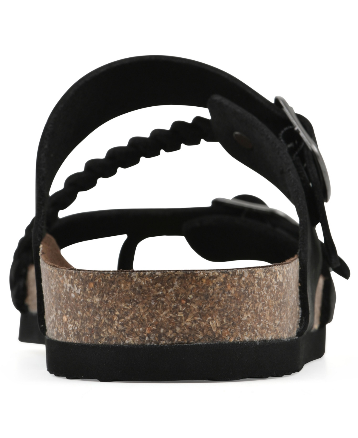White Mountain Women's Hammy Round Toe Flat Sandals In Black Nubuck