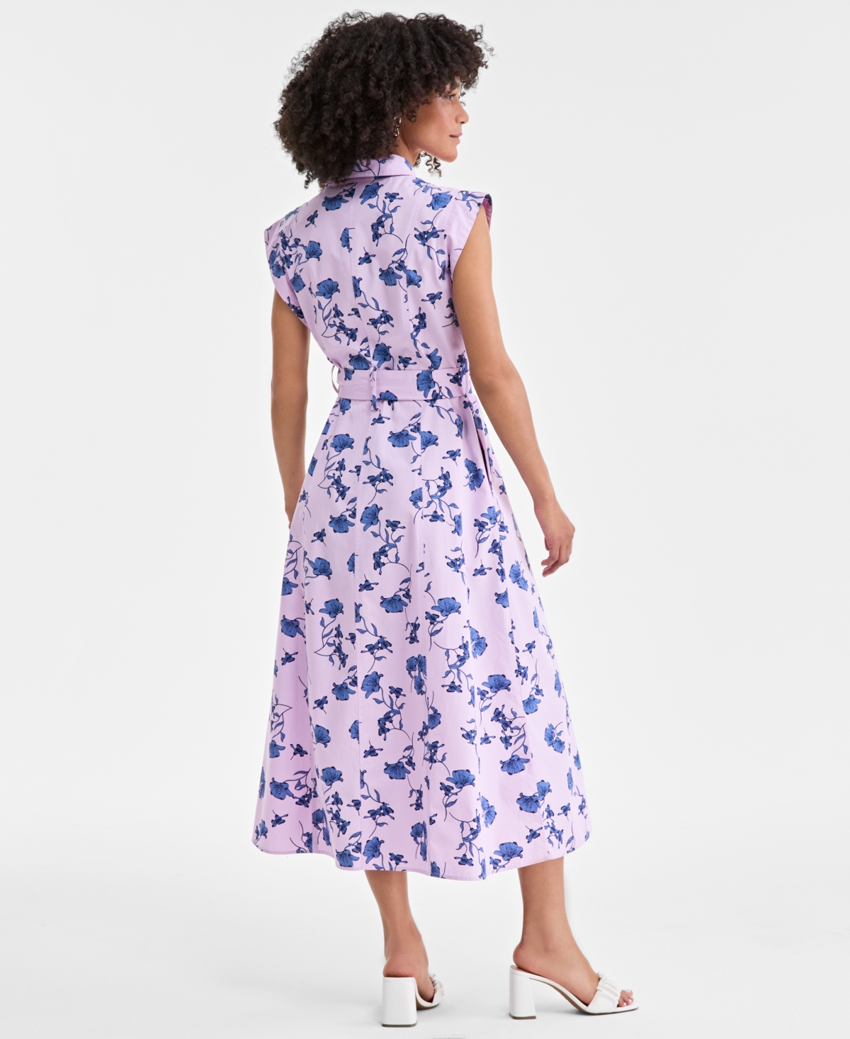 On 34th Women's Cotton Belted Midi Shirtdress, Exclusively At Macy's In Floral Combo