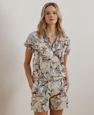 ラルフ・ローレン Lauren Ralph Lauren Plus Size リラックスフィット Print Short Sleeve Shirt レ Lauren Ralph Lauren Women's Relaxed-Fit Print Short-Sleeve