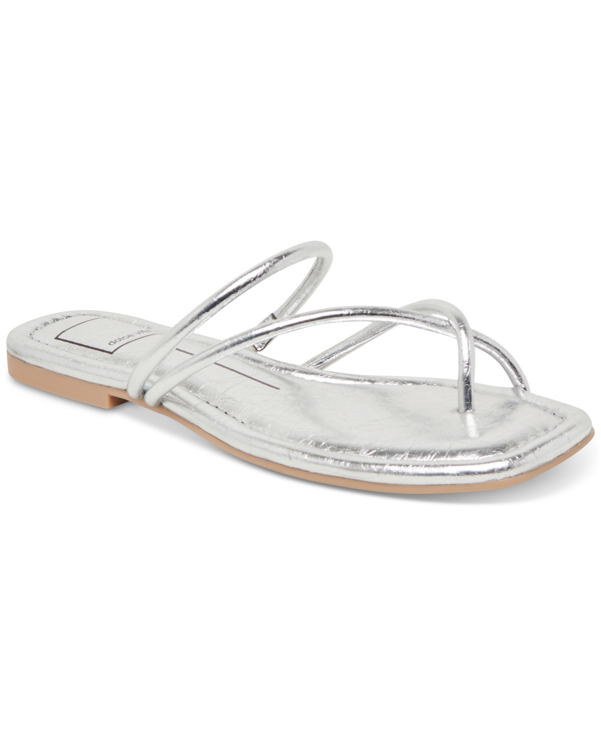 Shop Dolce Vita Women's Leanna Strappy Flat Sandals In Star Silver Metallic Leather