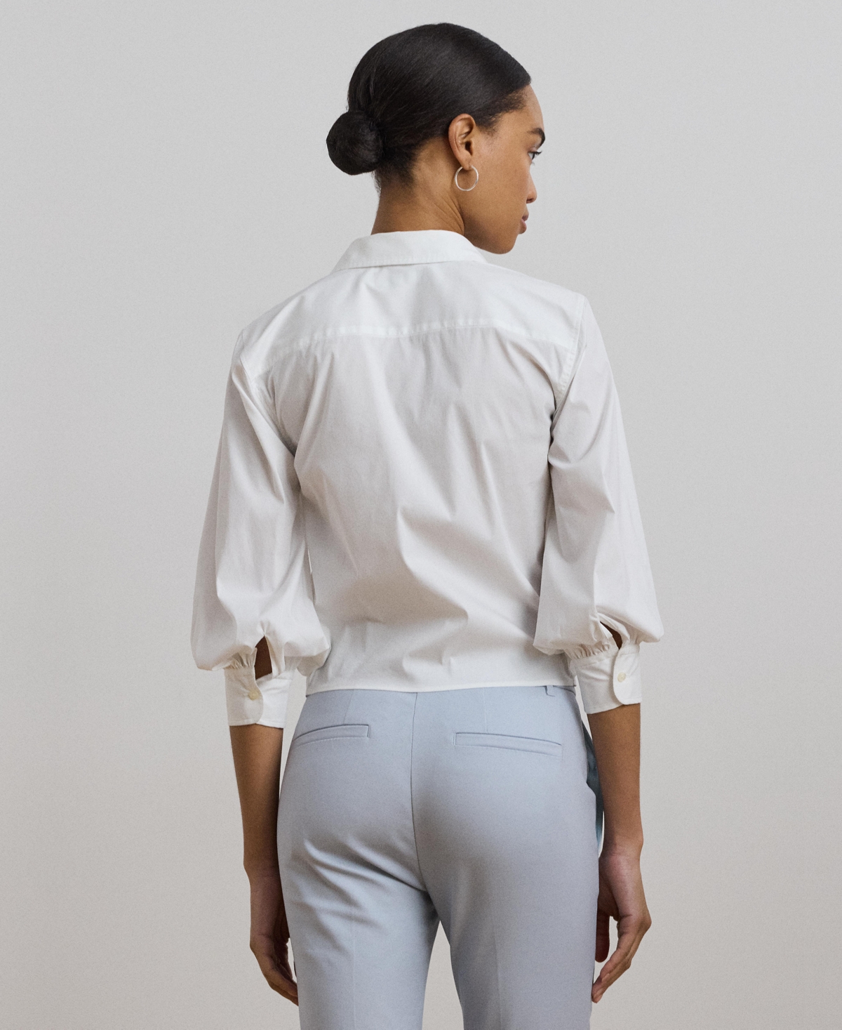 RALPH LAUREN WOMEN'S TIE-WAIST STRETCH-COTTON BLEND SHIRT 