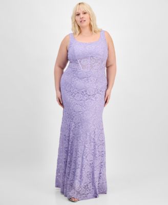 City Studios - Trendy Plus Size Glitter Lace Gown
