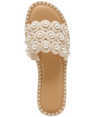 Women's Harlyn Pearl Woven Raffia Slide Flat Sandals