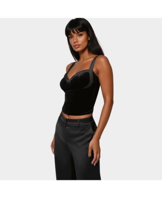Women's Bebe X Ciara Velour & Satin Detail Corset