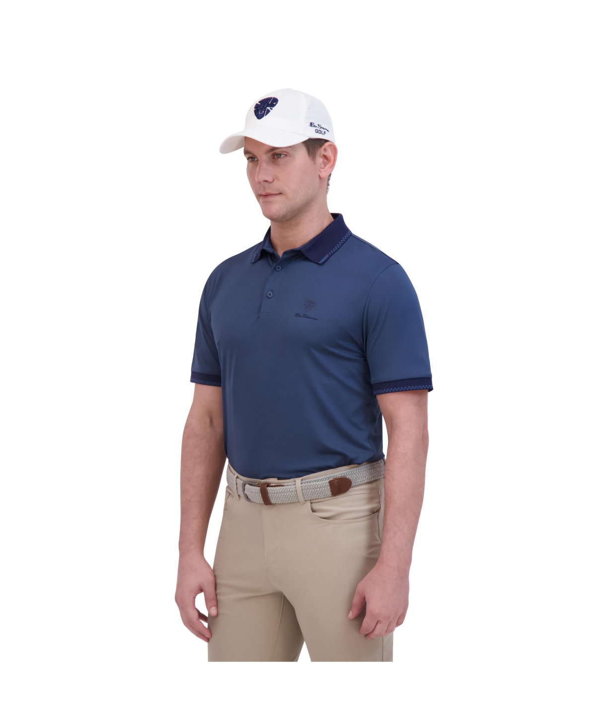 Ben Sherman Men's Checker Rib Tech Pique Sports Fit Polo Shirt In Burgundy