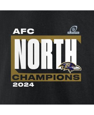 Women's Black Baltimore Ravens 2024 AFC North Division Champions Conquer Long Sleeve V-Neck T-Shirt