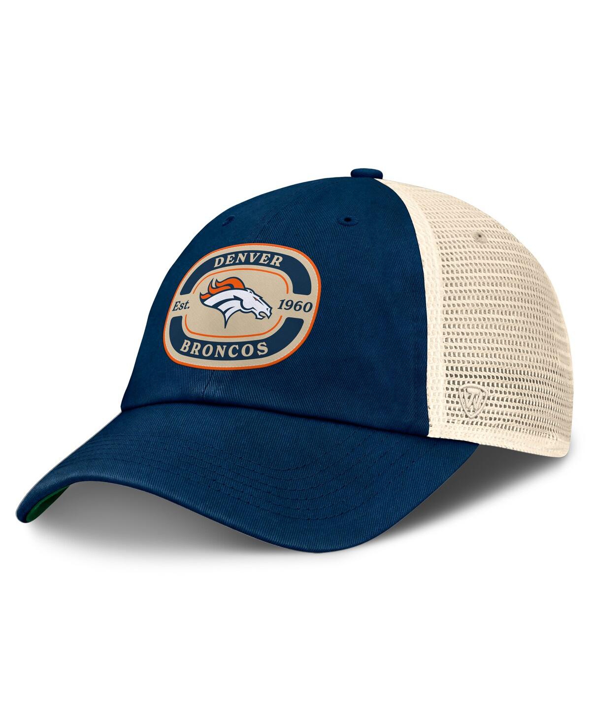 Top Of The World Men's Navy Denver Broncos Team Patch Adjustable Hat In Navy