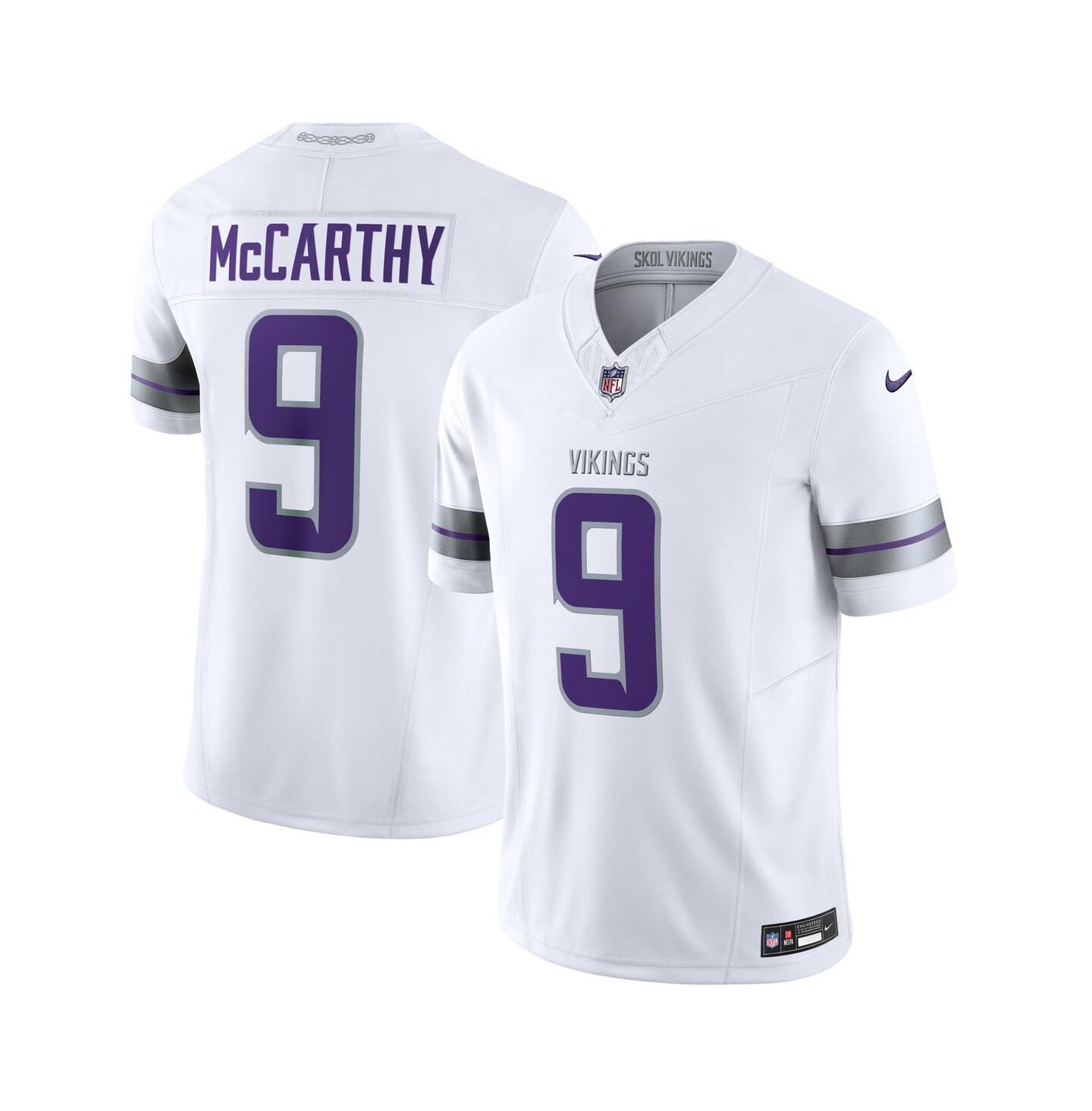 Мужской топ Nike J.J. McCarthy White Minnesota Vikings Vapor F.U.S.E. Limited Jersey — фото 1