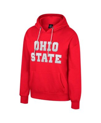 Women's Scarlet Ohio State Buckeyes Reflection Rhinestone Drawcord Pullover Hoodie