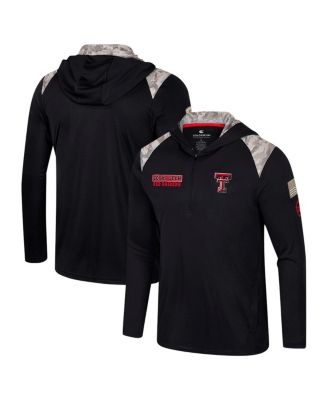 Colosseum - Men's Black Texas Tech Red Raiders OHT Military Appreciation Quarter-Zip Hoodie Jacket