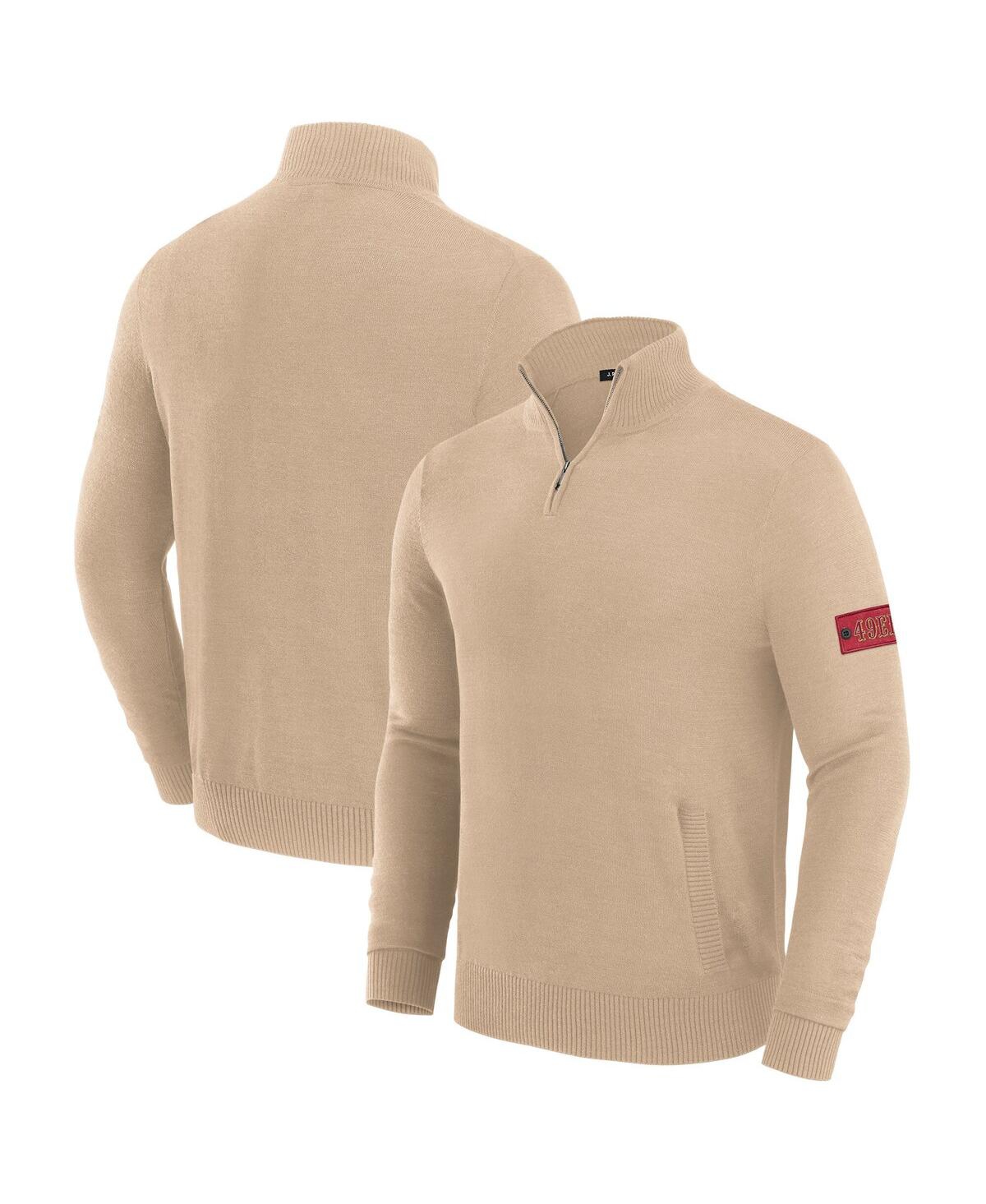 Men's Tan San Francisco 49ers Franchise Quarter-Zip Sweater - Tan