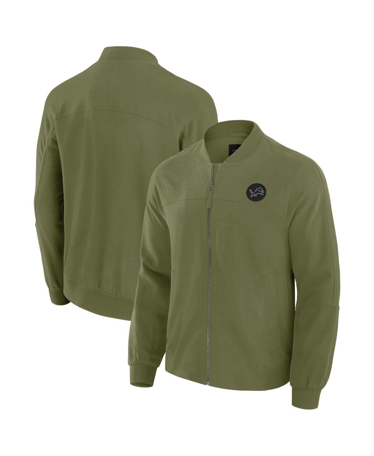 Men's Olive Detroit Lions Lightweight Cover-4 Tri-Blend Full-Zip Jacket - Olive