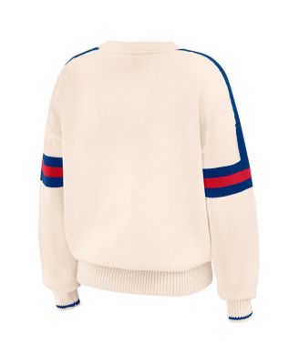 Women's Cream Chicago Cubs Stripe Pullover Sweater