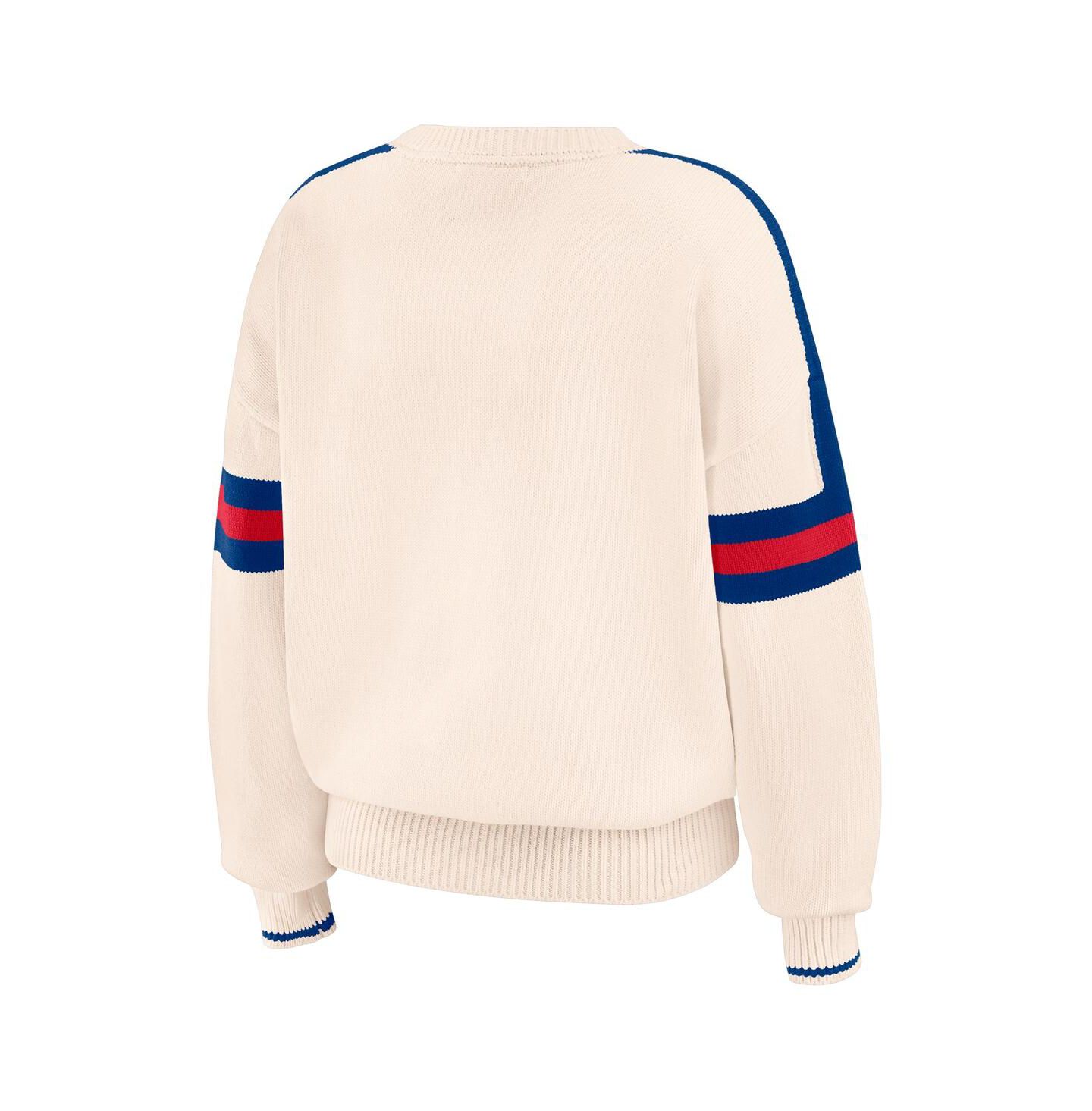 Женский свитер WEAR by Erin Andrews Cream Chicago Cubs Stripe Pullover — фото 3