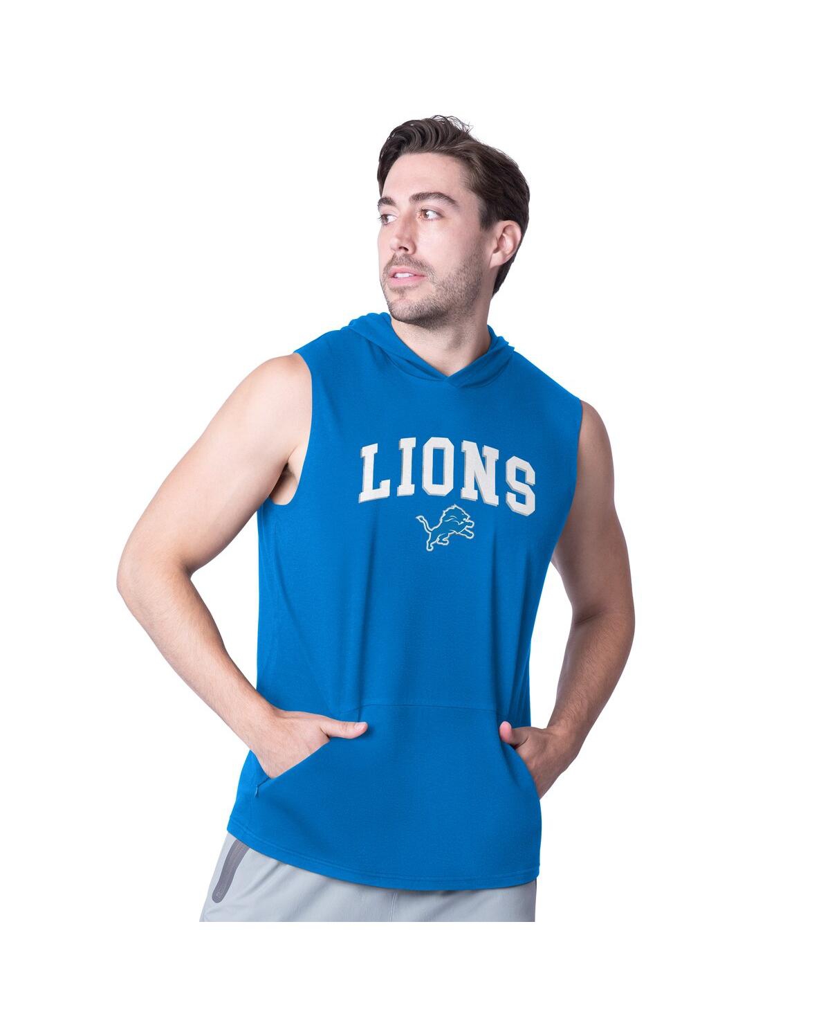 Men's Royal Detroit Lions Action Sleeveless Pullover Hoodie - Royal