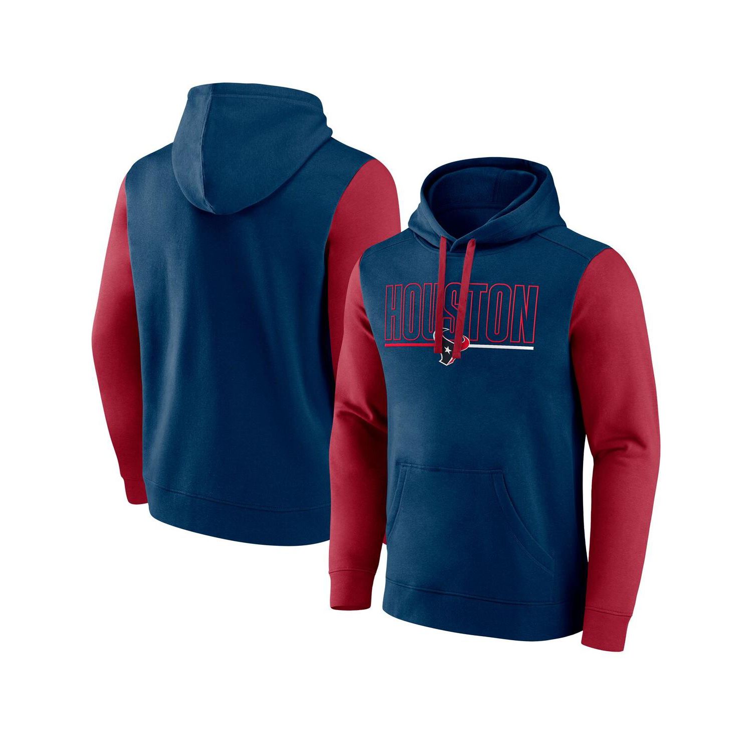 Men's Navy/Red Houston Texans Outline Pullover Hoodie