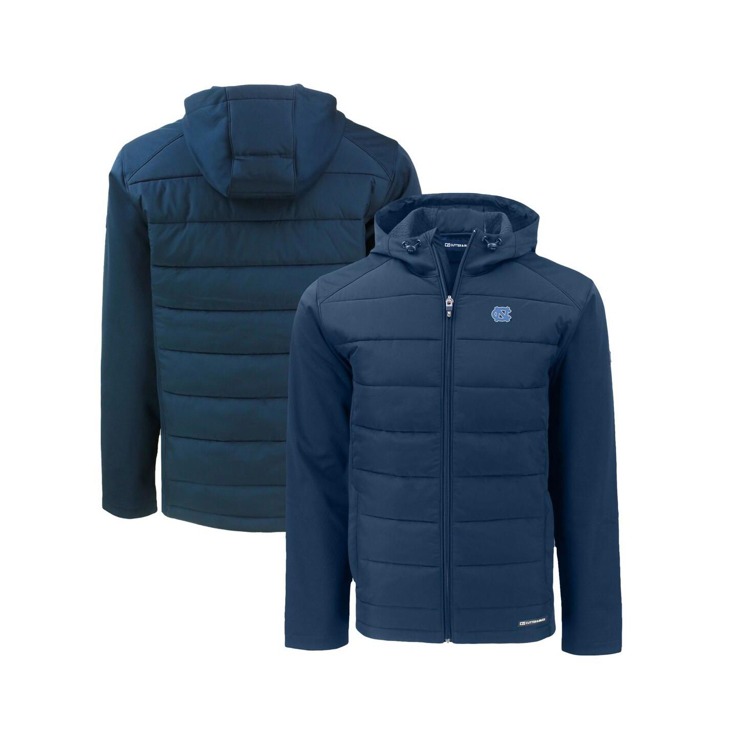 Мужские куртки Cutter & Buck Navy North Carolina Tar Heels Evoke Hybrid Softshell Full-Zip Hoodie Jacket — фото 1